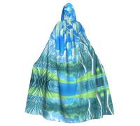 POEZJZW Willows On The Waterfront Pattern mantello con cappuccio costume per adulti uomini donne felpe con cappuccio di Natale mantello costumi cosplay