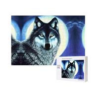 Poezjzw Wolf Under Moon - Puzzle classico per adulti, 300 pezzi, in legno, decorazione moderna per la casa, gioco intellettuale, 40 x 28 cm