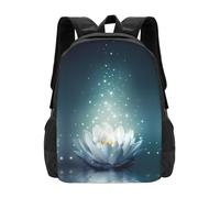 POEZJZW Zaino da donna con motivo floreale con fiore di loto, casual, per la scuola, per il giorno delle donne e per lo sport, da viaggio, borsa