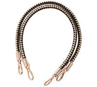 POFET 1 paio di maniglie di ricambio per borsa a tracolla, manici in pelle intrecciata con ganci girevoli in metallo, colore nero e oro