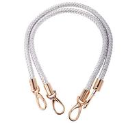 POFET 1 paio di maniglie di ricambio per borsa a tracolla, manici in pelle intrecciata con ganci girevoli in metallo, argento