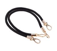 POFET 1 paio di maniglie di ricambio per borsa a tracolla, manici in pelle intrecciata con ganci girevoli in metallo, colore nero