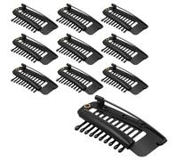 POFET 10 Pezzi Fermagli per Capelli Chunni con Spilla da Balia Fermagli per Parrucca in Acciaio Inossidabile a 10 Denti Fermagli Dupatta Fermagli per Parrucca Fermagli a Forma di U (Nero)