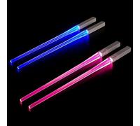 POFET 2 Paia di Bacchette con Spada Laser Bacchette Luminose a LED per Cena in Cucina - Blu + Rosa
