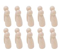 POFET 20pz Naturale Non Verniciato Femmina Maschio Piccolo Legno peg corpi di Bambola per Artigianato d'Arte Fai da Te Vernice intagliata - Ragazza 65mm
