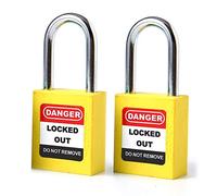 POFET 2PCS 38mm / 1.5 pollici Lockout Tagout Locks, lucchetto di sicurezza, plastica gialla