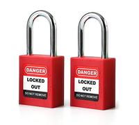 POFET 2PCS 38mm / 1.5 pollici Lockout Tagout Locks, lucchetto di sicurezza, plastica rossa
