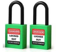POFET 2PCS 38mm / 1.5 pollici Lockout Tagout Locks, Nylon Shackle Safety Padlock, Plastic Green