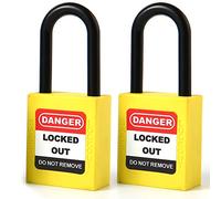 POFET 2PCS 38mm / 1.5 pollici Lockout Tagout Locks, Nylon Shackle Safety Padlock, Plastic Yellow