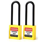 POFET 2PCS 76mm / 3 pollici Lockout Tagout Locks, Nylon Shackle Safety Padlock, Plastic Yellow