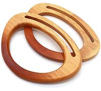 POFET 2Pcs Manico decorativo sfumato a forma di D Manici sagomati in legno per borse fatte a mano Maniglie per borse Strumento di sostituzione Accessorio fatto a mano fai-da-te - Colore legno