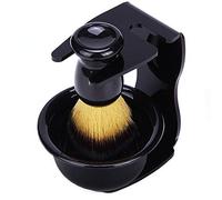 POFET 3 in 1 Set da barba per barba da barba con supporto per pennello e ciotola da barba per uomo barba e cura (nero)