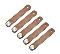 POFET 5 maniglie nordico per ante di armadi, in morbida pelle PU, per armadietti, cassetti, mobili (26 x 140 mm), marrone