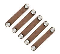 POFET 5 maniglie nordico per ante di armadi, in morbida pelle PU, per armadietti, cassetti, mobili (26 x 140 mm), marrone