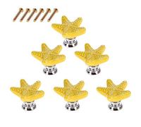 POFET 6 pezzi a forma di stella marina comò cassetto armadio manopole vintage maniglia porta mobili in ceramica tira per cucina armadio armadio camera dei bambini decorativo - giallo
