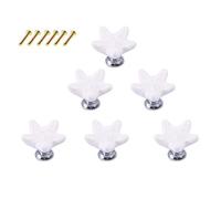 POFET 6 pomelli a forma di stella marina, per cassetti e armadietti, maniglie in ceramica, per mobili da cucina, armadio, camera dei bambini, colore: bianco