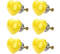 POFET, 6 pomelli a forma di stella marina per cassetti e armadietti, maniglie per porte in ceramica, per mobili da cucina, armadio, camera dei bambini, giallo