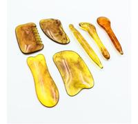 POFET 7 attrezzi per massaggi in resina Gua Sha Board Gua Sha Massaggi Set per Spa Cura della Pelle Viso Yoga