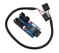 POFET 9 Pin USB Header Maschio da 1 a 2 Femmina Prolunga Splitter Connettore Adattatore con Cavo di prolunga da 30 cm