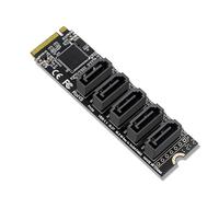 POFET Adattatore NVME a SATA M.2 a SATA a 5 porte con dispositivo di raffreddamento in alluminio JMB585 e funzione PM