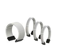 POFET Cavi PSU Prolunga PC 24 Pin ATX / 4+4 Pin EPS / 8 Pin PCI-E / 6 Pin PCI-E PSU Kit Cavo di prolunga 30 cm di Lunghezza Non con pettini (Bianco)