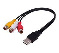 POFET Cavo USB a 3RCA 0.28 m USB maschio a 3 RCA femmina Jack Splitter Audio Video AV Composito Cavo Adattatore per TV/PC