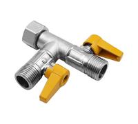 POFET Distributore a T da 1/2" in Ottone con 2 commutatori rotativi, valvola deviatrice a 3 Vie in Ottone, guarnizioni per lavabo Doppio