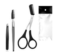 POFET Forbici e Kit di Pennelli per Sopracciglia, Forbici per Sopracciglia con Pettine, Rasoio per Sopracciglia, Pinzette con Pennello per Ciglia per Uomo e Donna Strumento di Bellezza, 3 Pezzi