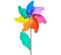 POFET Girandola dell'arcobaleno, giocattoli del bambino del mulino a vento ornamenti del giardino dell'iarda del prato inglese Spinner variopinto del vento del bastone di legno all'aperto