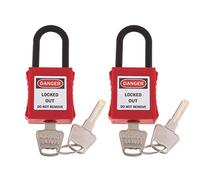 POFET Lucchetto di sicurezza rosso, blocco di sicurezza isolato in plastica per isolamento energetico, 2 pezzi