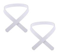 Pofet, Manici di ricambio per borsa da 60 cm in pelle ecologica di poliuretano in tinta unita, per realizzare borse, 1 paio (2 pezzi), colore bianco