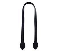 Pofet, Manici di ricambio per borsa larga da donna, da 60 cm in pelle ecologica di poliuretano in tinta unita, per realizzare borse, 1 paio (2 pezzi), colore nero