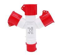 POFET Presa industriale multifunzionale 16 Amp 4P IP44 380V 3 vie Collegamento di rete Splitter-Rosso