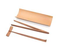 POFET Set Cerimonia del Tè 4 Pezzi - Scoop Rettangolare, Ago, Clip e Mensola in Bambù Fatto a Mano - Kungfu Tea Set per Signora