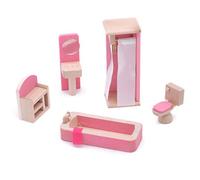 POFET Set di mobili per casa di Bambola in Legno Giocattolo per Neonati Bambini Bambini Bagno Doccia Toilette Specchio Armadio Bagno