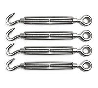 POFET - Tenditore per tenditore in acciaio INOX M10, con gancio regolabile e occhiello, 4 pezzi