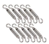 POFET - Tenditori M4 in acciaio inossidabile 304 per funi in metallo, con un gancio su ogni estremità, forte tensione, kit di strumenti resistenti per tendere i cavi, 10 pezzi