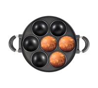 Poffertjes Pan - Padella Takoyaki a 7 fori | Padella antiaderente Ebelskiver | Produttore di sfere di polipo in ghisa | Padella per fare mezza sfera | Produttore di griglie a sfere