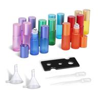 POFIBO 16 Pcs 5 ml Bottiglie Flaconcini Vuoti per Oli Essenziali, flaconi roll-on in vetro satinato colorato con sfera avvolgibile in acciaio inossidabile,per Oli Essenziali, Aromaterapia, Fragranza