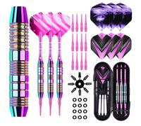 POFIBO Freccette per Bersaglio Elettronico, Set di 3 Freccette Professionali con Punta in Plastica, 21g Freccette da Soft Dart con 30 Punte in Plastica e Anelli di Gomma