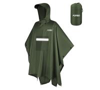 POFIBO Poncho antipioggia da uomo e da donna, con cappuccio, leggero e riutilizzabile, 3 in 1, multifunzione, traspirante, con tasche, strisce riflettenti, ideale per escursioni, picnic, campeggio