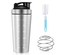 POFIBO Shaker Proteine, 750ML Shaker per proteine in acciaio inox, Shaker per Proteine con Sfera in Acciaio,Shaker Proteico Senza BPA e a Prova di Perdite, ideale Per Proteine in Polvere