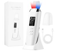 POFIBO Ultrasonic Skin Scrubber - Professionale Pulitore Viso con 4 Modalità, Luce Rossa & Blu, Display LED, Spegnimento Automatico - Dispositivo per Pulizia Profonda del Viso e Rimozione Punti Neri