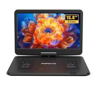 POFOTO Lettore DVD Portatile da 17,5'' con Schermo Rotante HD 15,6", Autonomia di 6 Ore, Supporto Formati Multipli/SD/USB, Regione Libera, Sync TV e Proiettore, Antishock e Memoria, Doppi Altoparlanti
