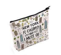 POFULL NYC Gift New York is Calling and I Must Go Tote Bag Regalo di viaggio New York regalo di viaggio, New York is Calling - Trousse per cosmetici