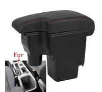 Poggia braccio Auto Per Ford Per Focus 2 Mk2 Bracciolo Centrale Per Auto, Contenitore Portaoggetti Bracciolo console centrale(A Black red leather)