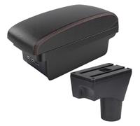 Poggia Braccio Auto Per Nissan Per March Per Micra K13 MK4 IV Per Sunny 2010-2023 Bracciolo Box Auto Portaoggetti Console Centrale(B1 Black red 3USB)