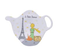 Poggia bustina di tè, motivo piccolo principe con la sua Valigia vicino alla Torre Eiffel di Parigi e sognando viaggi lontani, melamina di qualità