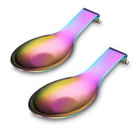 Poggia Cucchiaio Arcobaleno Opaco, Porta Cucchiaio In Acciaio Inossidabile Per Piano Cottura, Porta Utensili Da Cucina Per Mestoli, Pinze, Spatola, Lavabile In Lavastoviglie (2PC-9.5 Pollici)