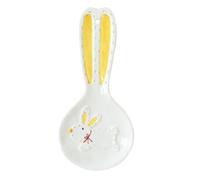 Poggia Cucchiaio in Ceramica Bianca, Forma Orecchie di Coniglio | Superficie Liscia, Piattino Multifunzione per Cucina e Tavolo, Adatto a Cucchiaio di Riso e Utensili